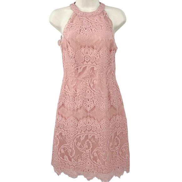 BEAUTIFUL PALE PEACH BB DAKOTA LACE SLEEVELESS DRESS - 4 - Picture 1 of 5